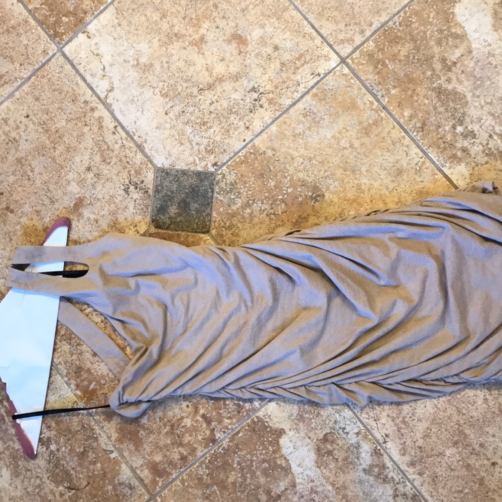 Bebe Small taupe suede bodycon fitted short dress